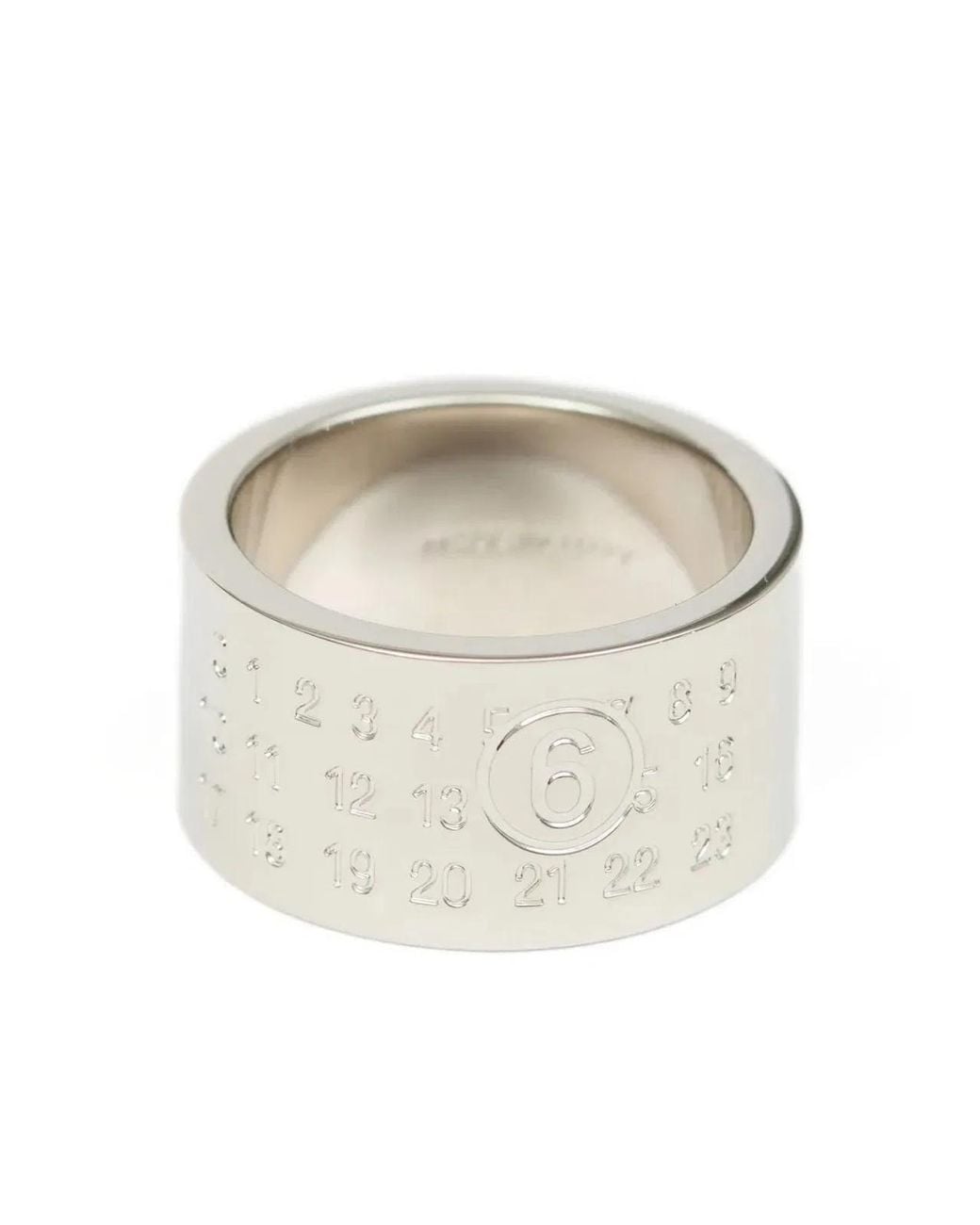 MM6 by Maison Margiela White Minimal Logo 12Mm Ring for men