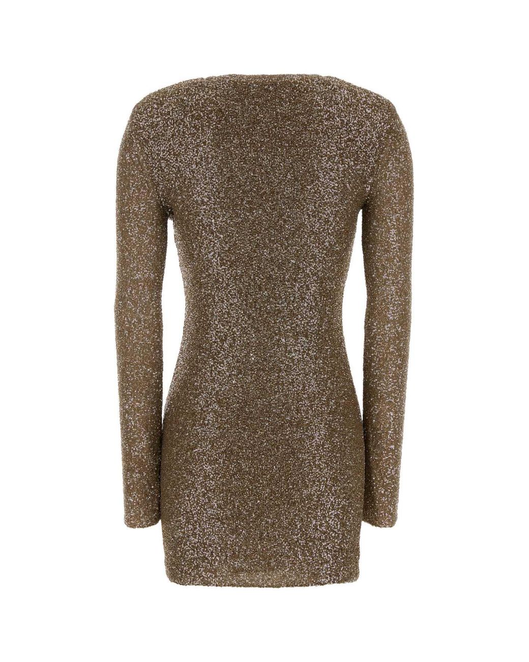 Saint Laurent Brown Embellished Fabric Mini Dress