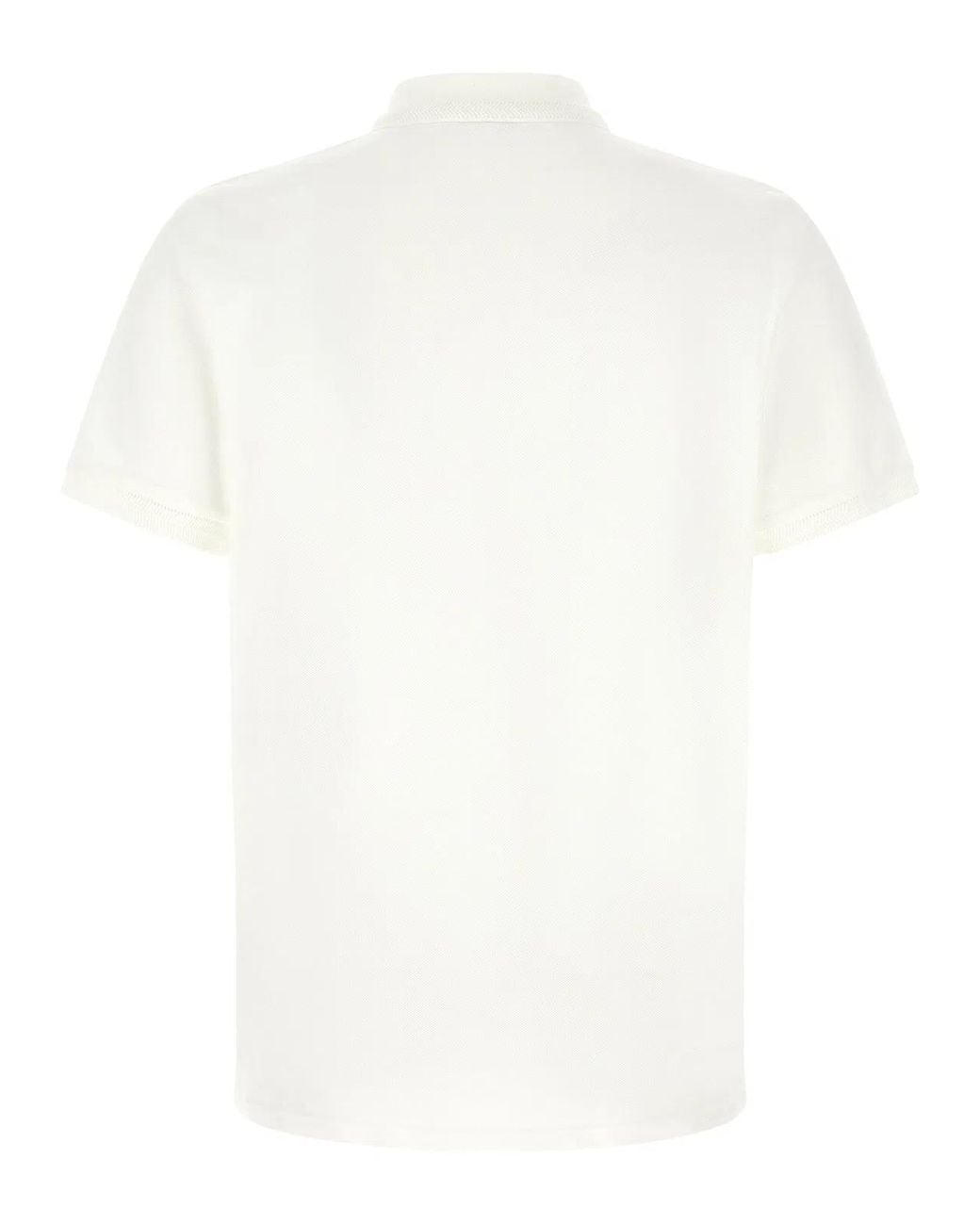 Moncler White Logo Patch Polo Shirt for men