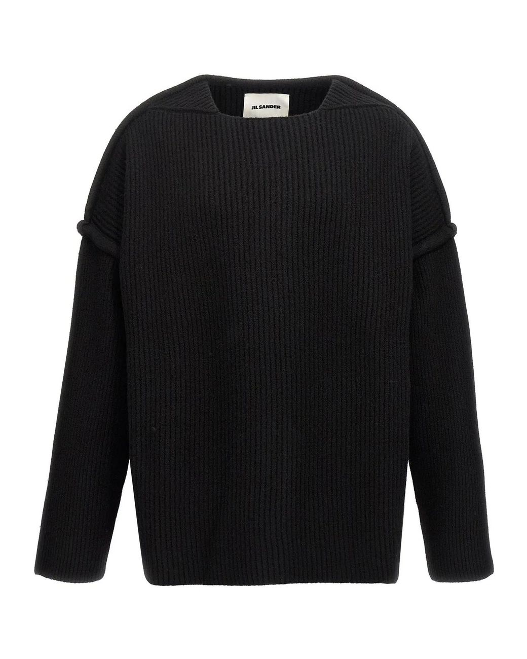 Jil Sander Black Geometric Neckline Sweater for men