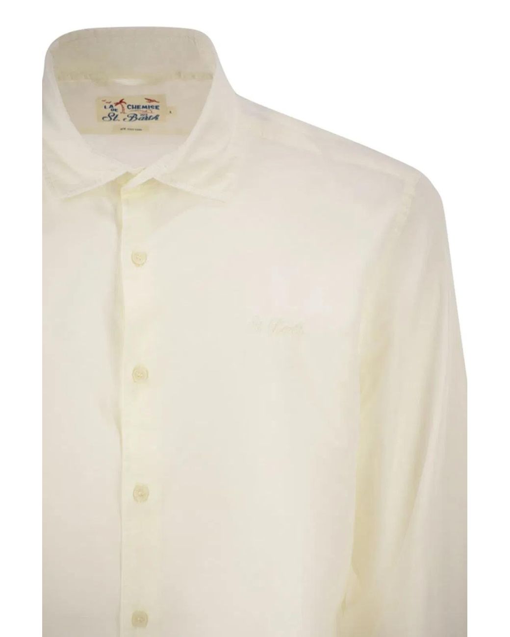 Mc2 Saint Barth White Cotton Poplin Shirt With Embroidered Logo for men