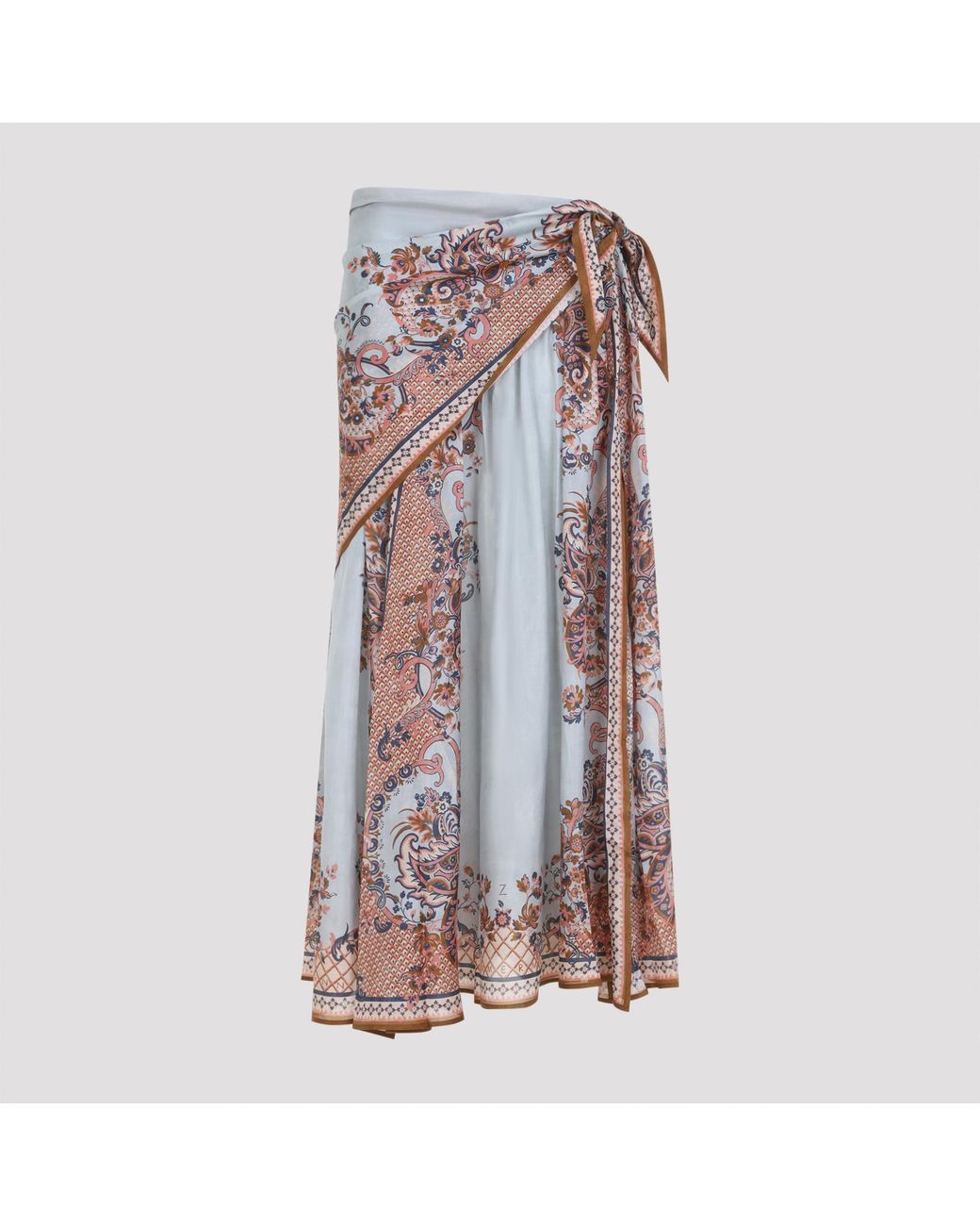 Zimmermann Blue Pasley Floral Aster Scarf Mini Skirt