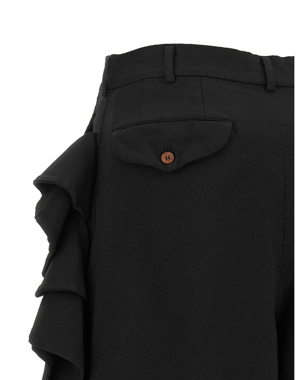 Comme des Garçons Black Sculptural Ruffle Bermuda Shorts for men