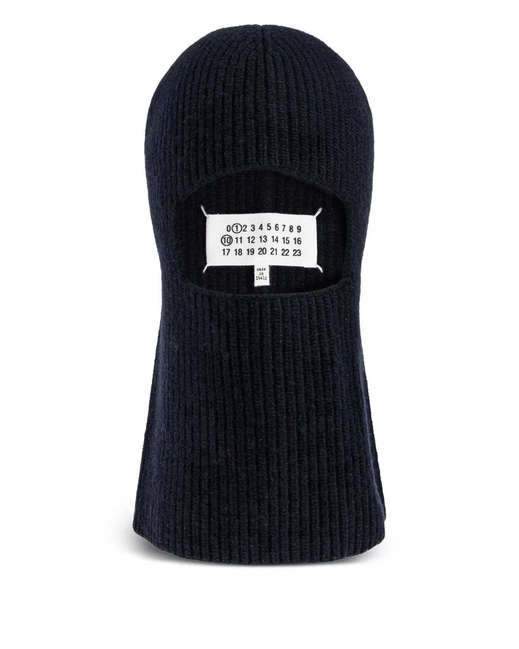 Maison Margiela Blue Ribbed-Knit Balaclava for men