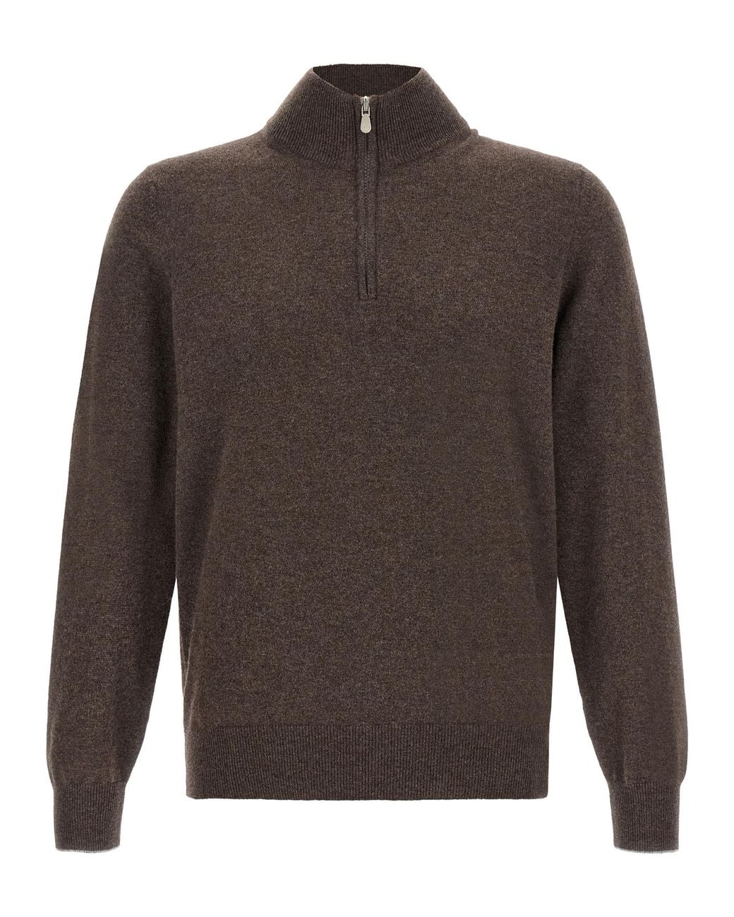 Brunello Cucinelli Gray Half-Zip Sweater for men