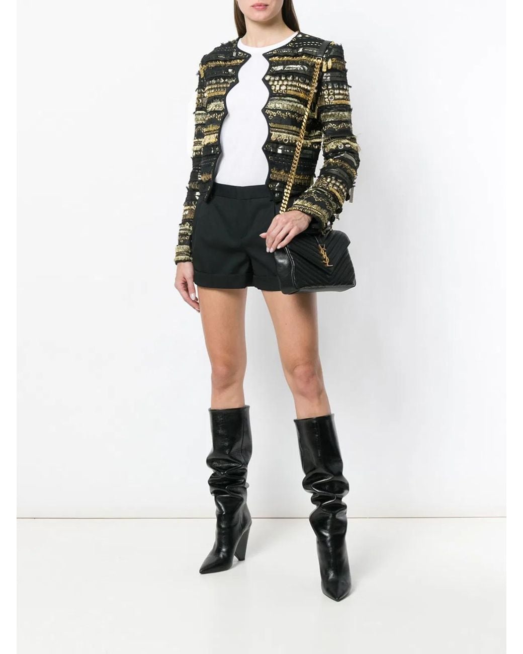 Saint Laurent Black Embroidered Fitted Jacket