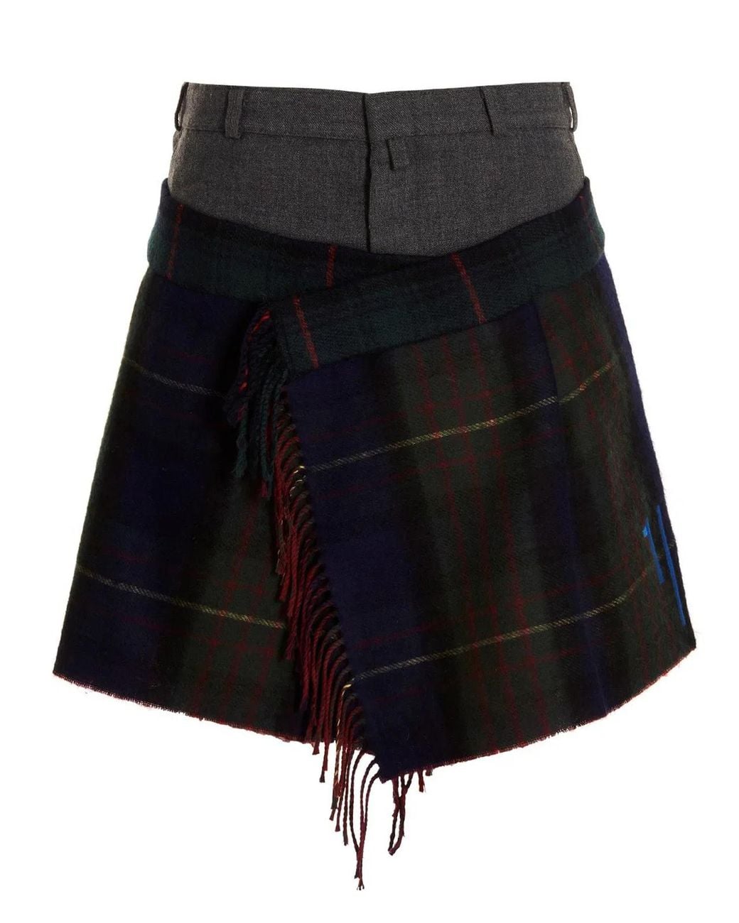 1/OFF Blue 'Check Scarf Reworked' Skirt