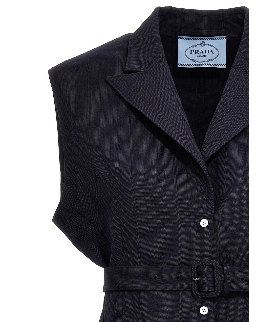 Prada Blue Belt Wool Vest