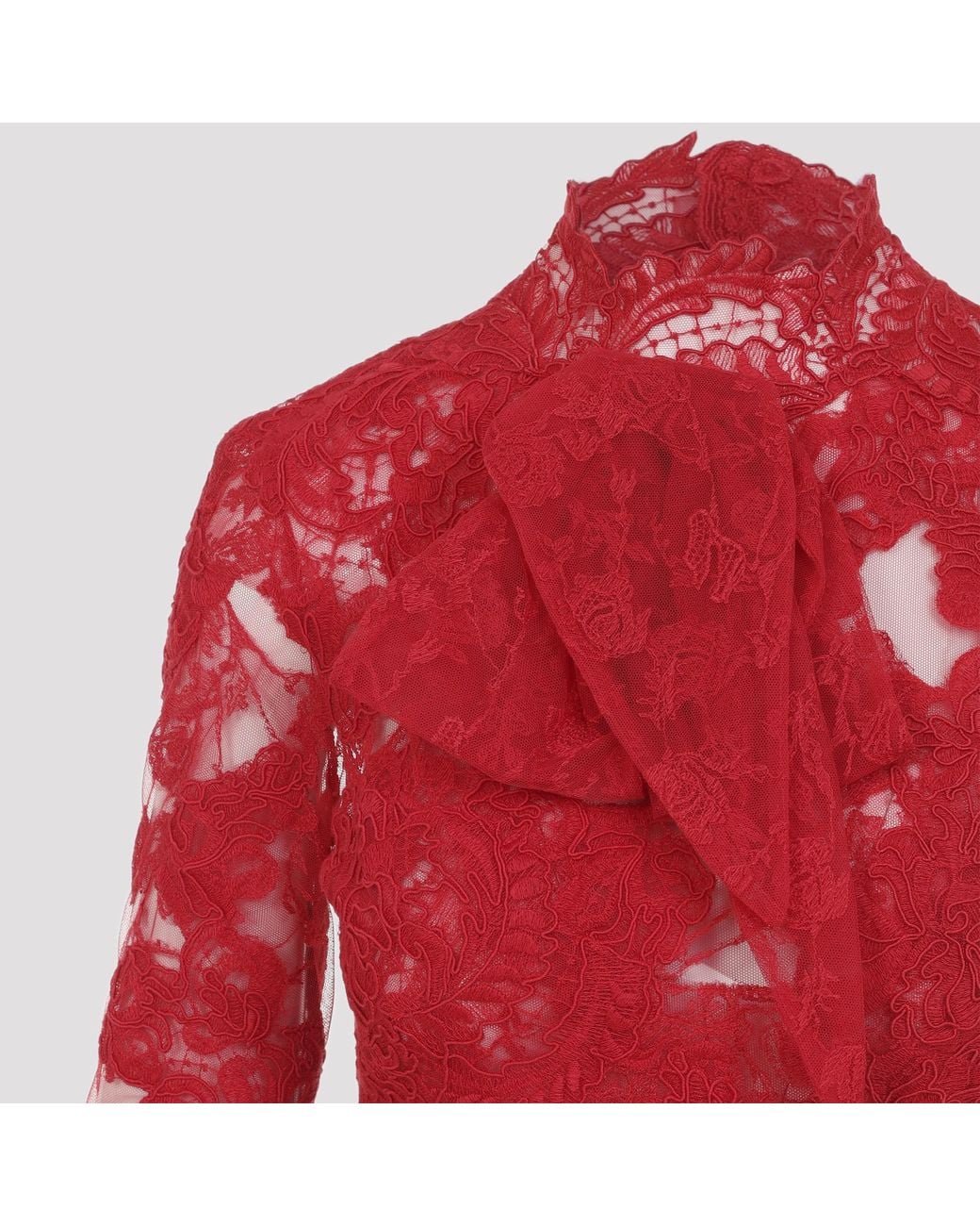 Ermanno Scervino Red Scarlet Lace Mini Dress
