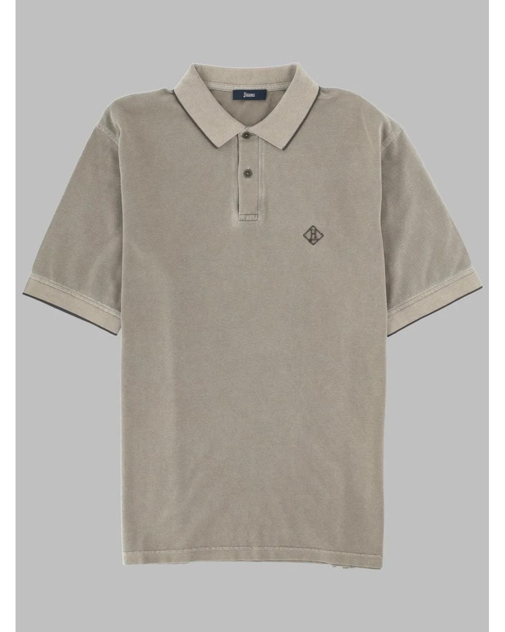 Herno Gray Cotton Polo Shirt With Logo for men