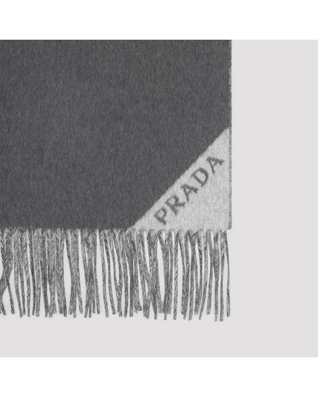 Prada Gray Charcoal Cashmere Scarf for men