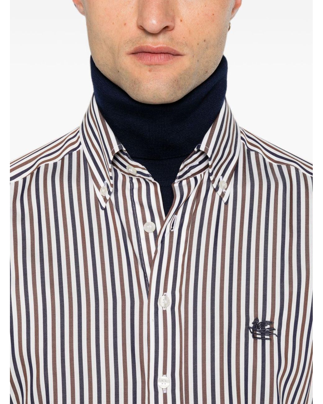 Etro White Patterned Cotton Shirt for men