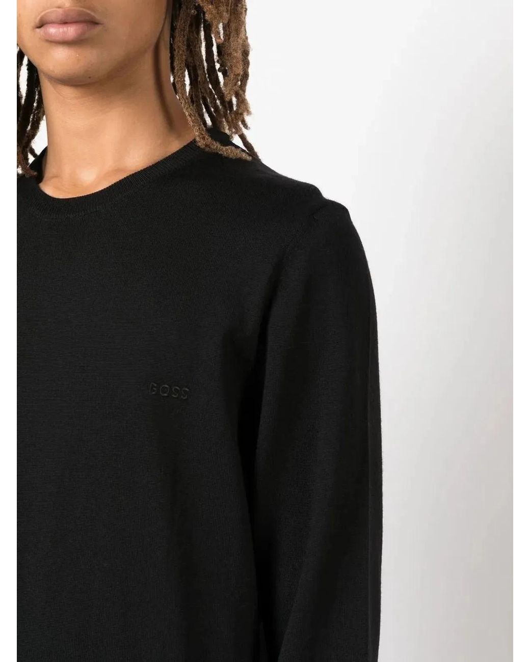 Boss Black Regular Fit Virgin Wool Jumper With Embroidered Logo for men