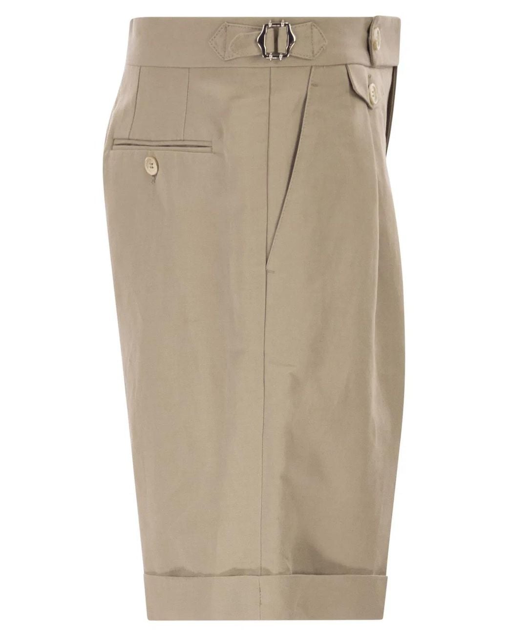 Brunello Cucinelli Natural Cotton And Linen Panama Bermuda Shorts for men