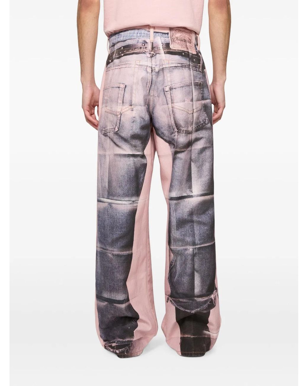 Acne Pink Trompe L'Oeil Print Trousers for men