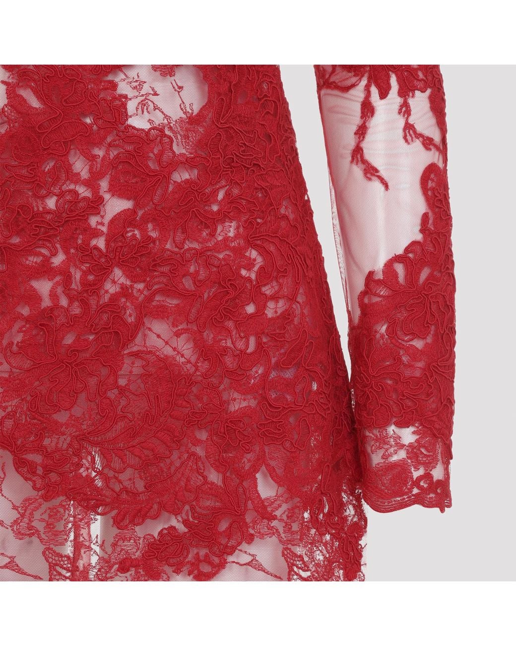 Ermanno Scervino Red Scarlet Lace Mini Dress