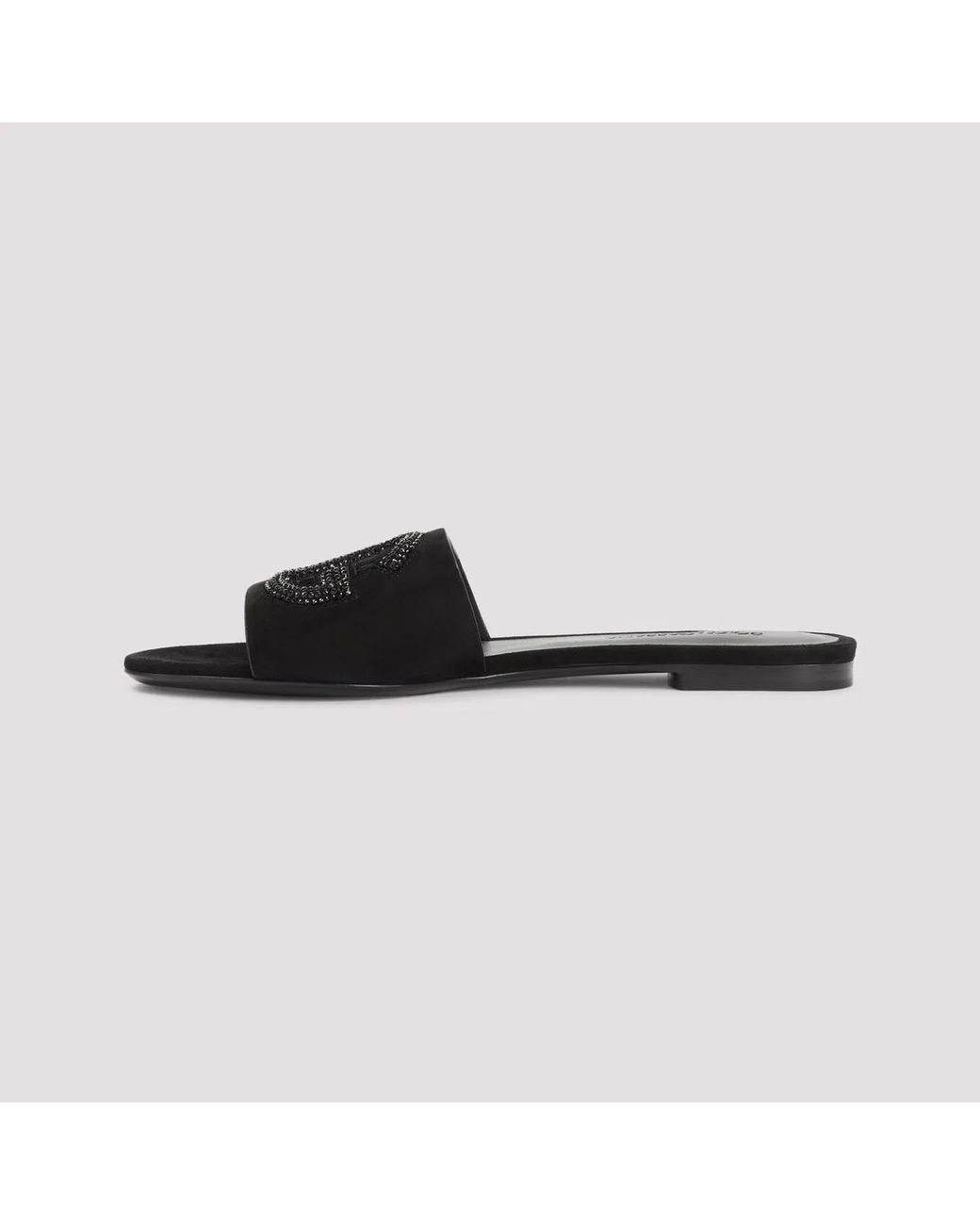 Dolce & Gabbana Black Dolce & Gabbana Embellished Logo Sandals