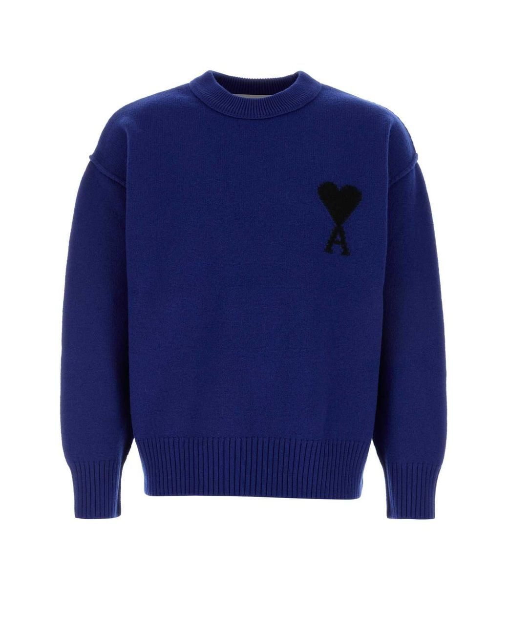 AMI Blue Mini Wool Sweater for men