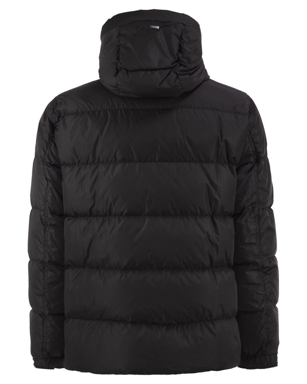 Herno Black Padded Down Jacket With High Collar And Integrated Hood for men