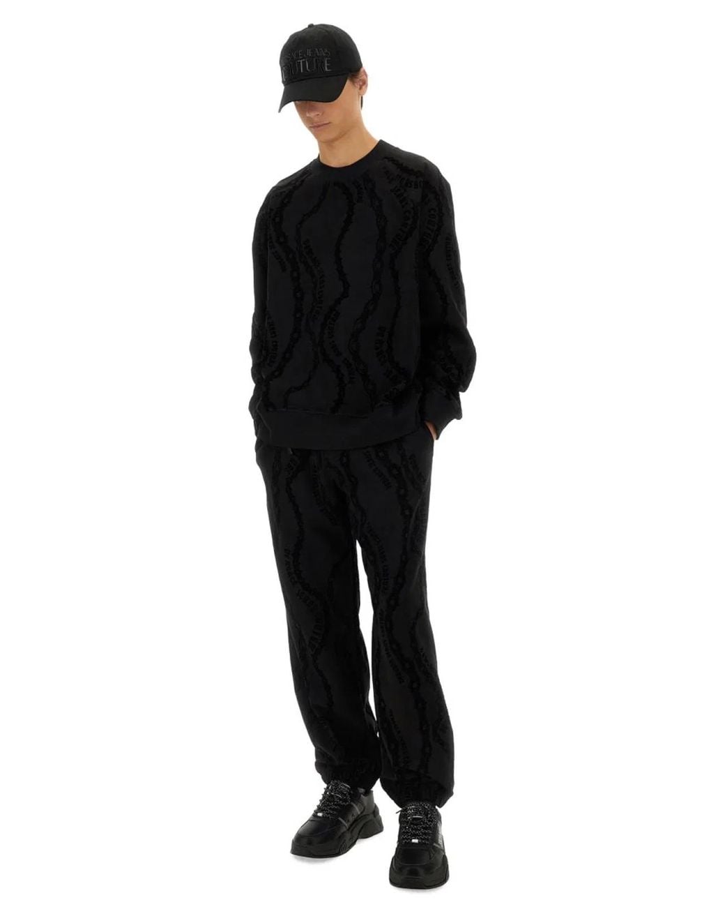 Versace Jeans Couture Black All Over "Chain" Jogging Pants for men