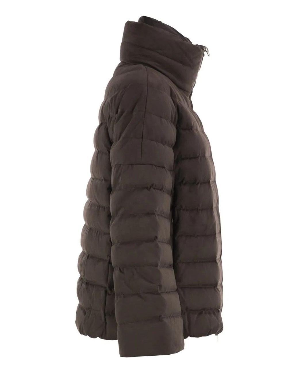 Herno Brown Technical Suede-Effect Down Jacket With Padded High Collar