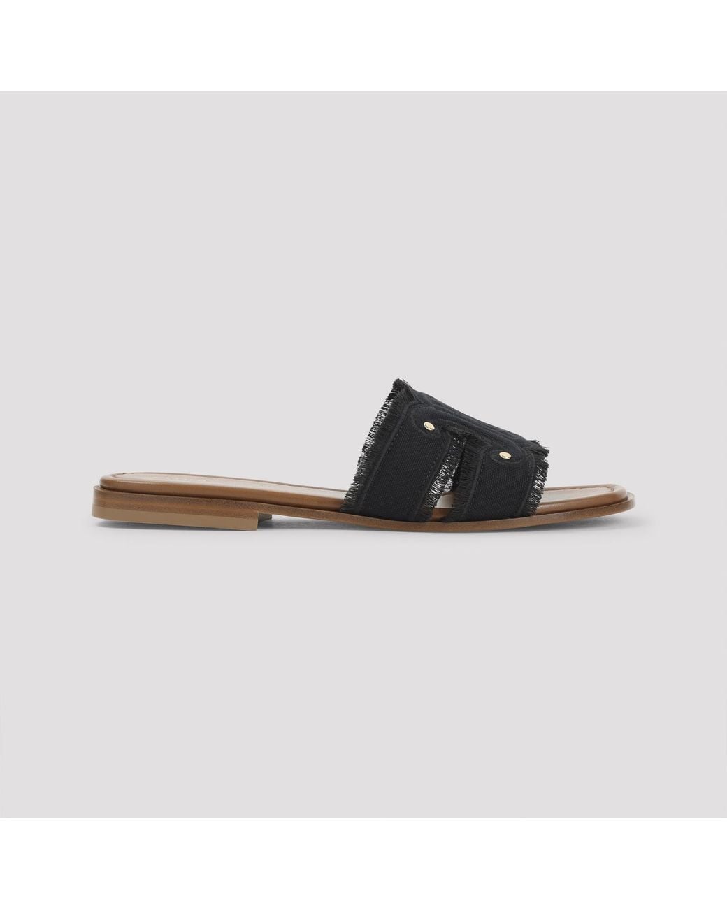 Céline Black Fringed Triomphe Mule