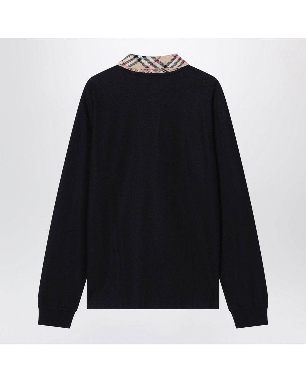 Burberry Black Longsleeved Cotton Polo Shirt for men