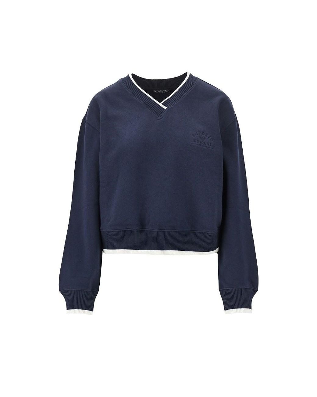 EA BODYWEAR Blue V-Neck Sweatshirt