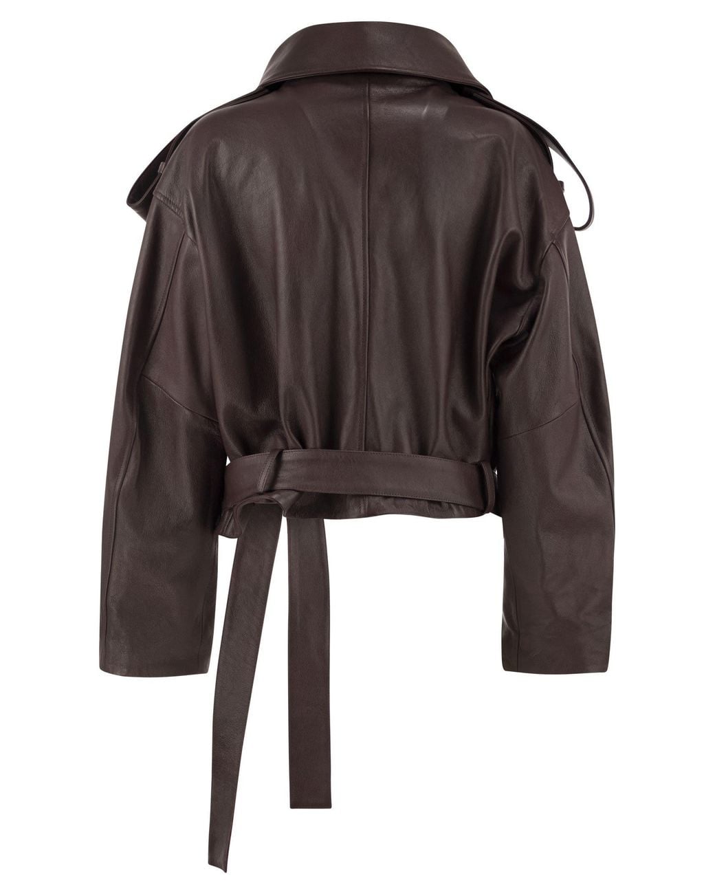 7 For All Mankind Black Cropped Leather Jacket With Belt