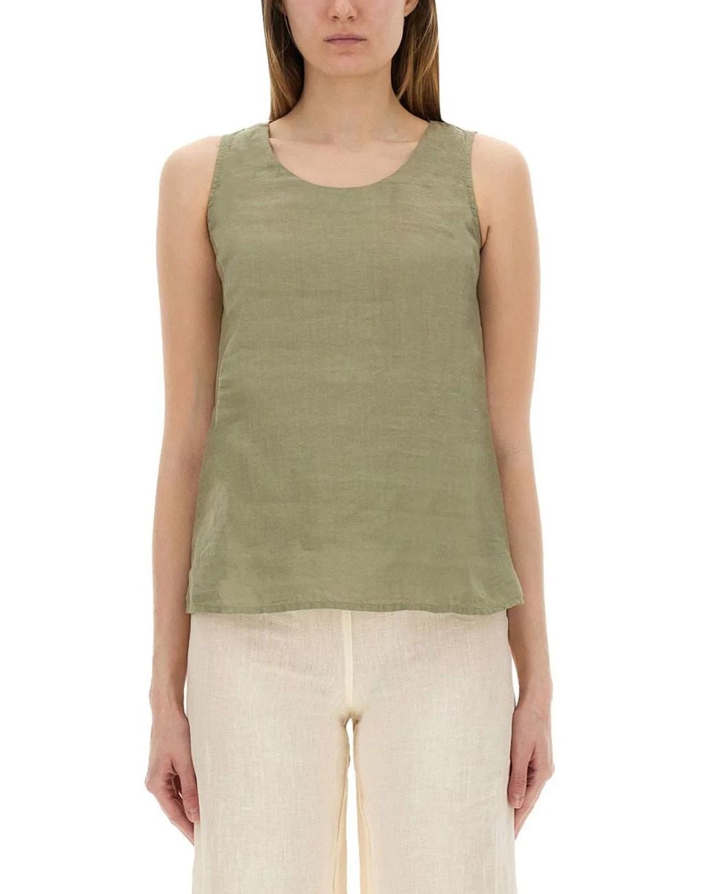 120% Lino Green Linen Top