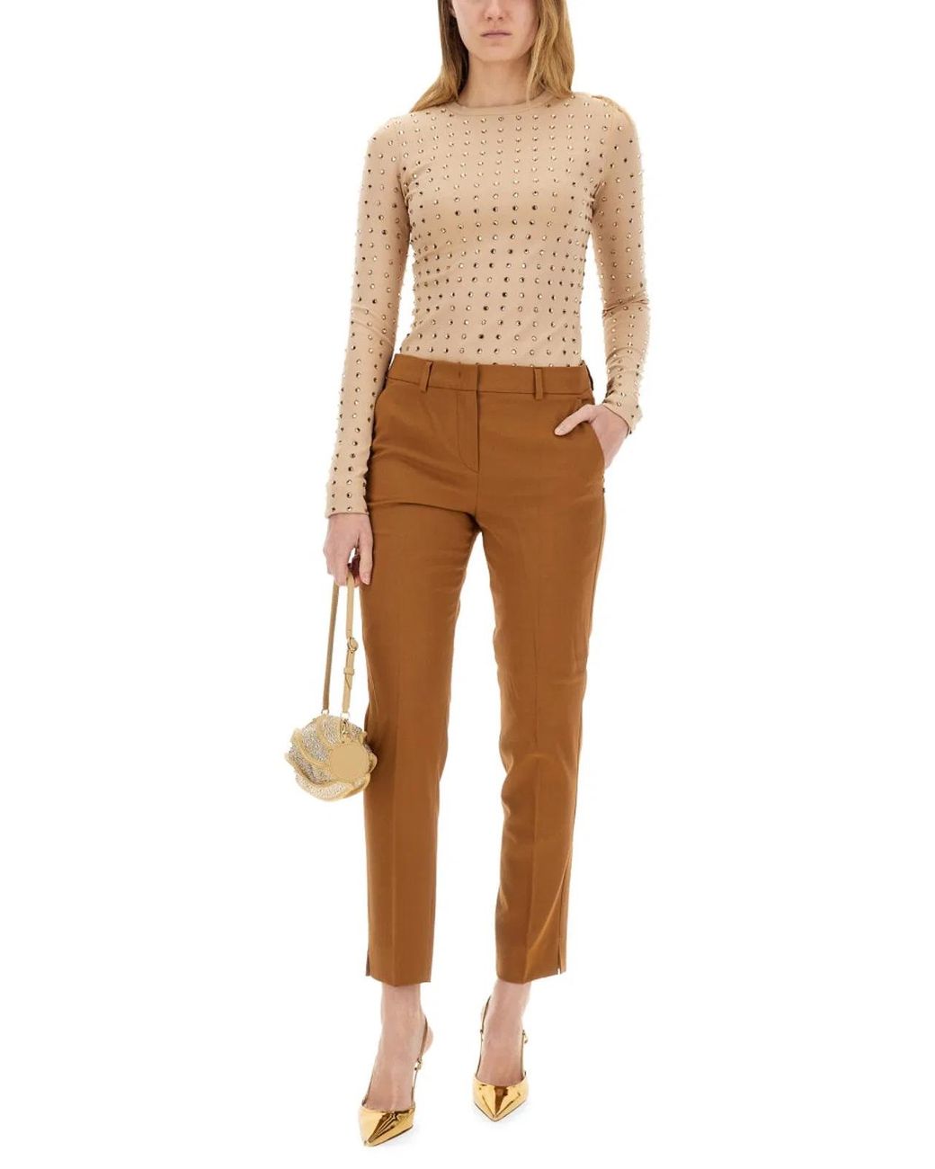 Max Mara Natural Negus Top With Crystals