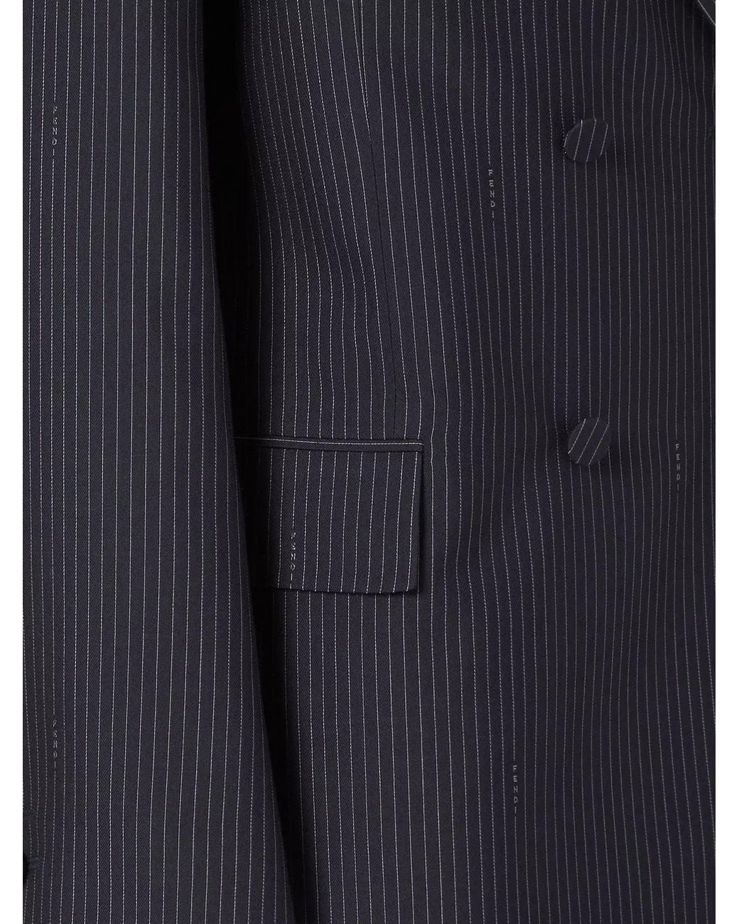 Fendi Black Pinstriped Wool Blazer