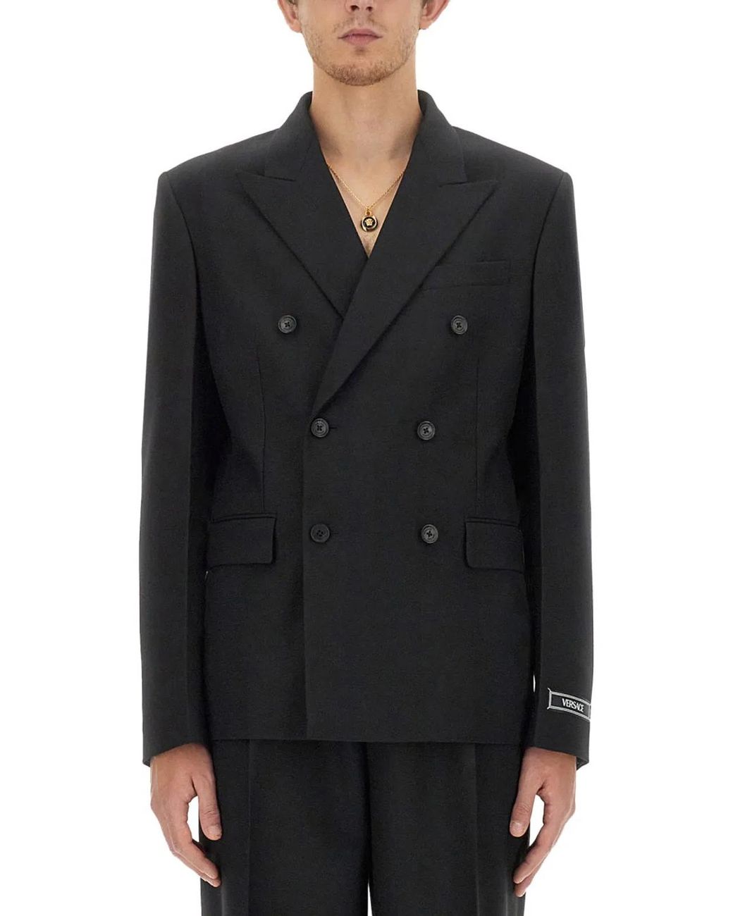 Versace Black Double-Breasted Blazer