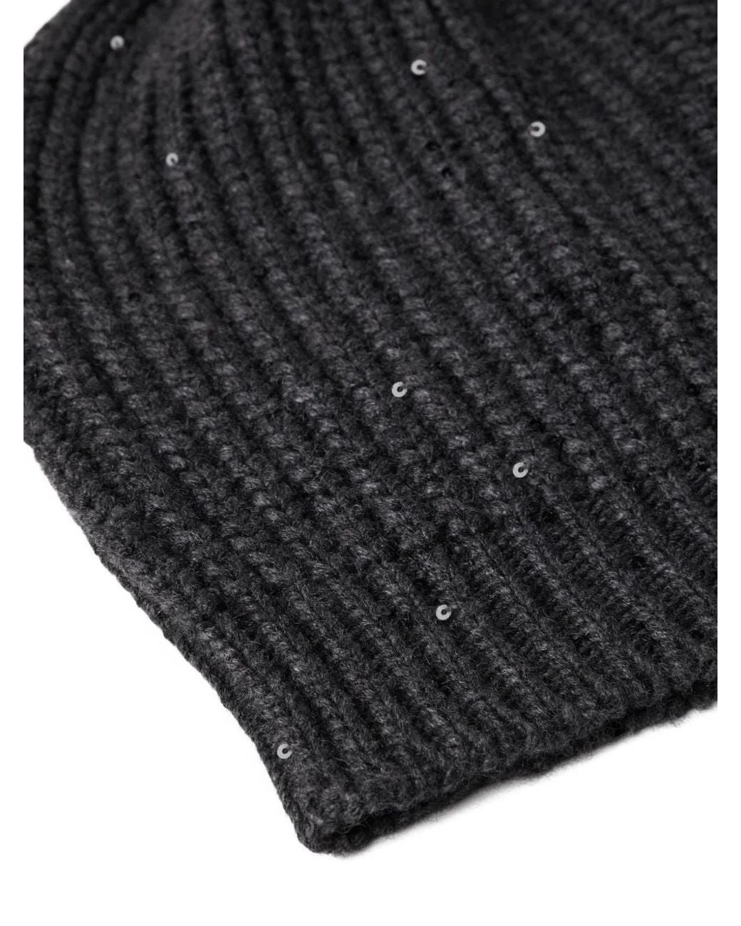 Brunello Cucinelli Black 'Diamante' Cap
