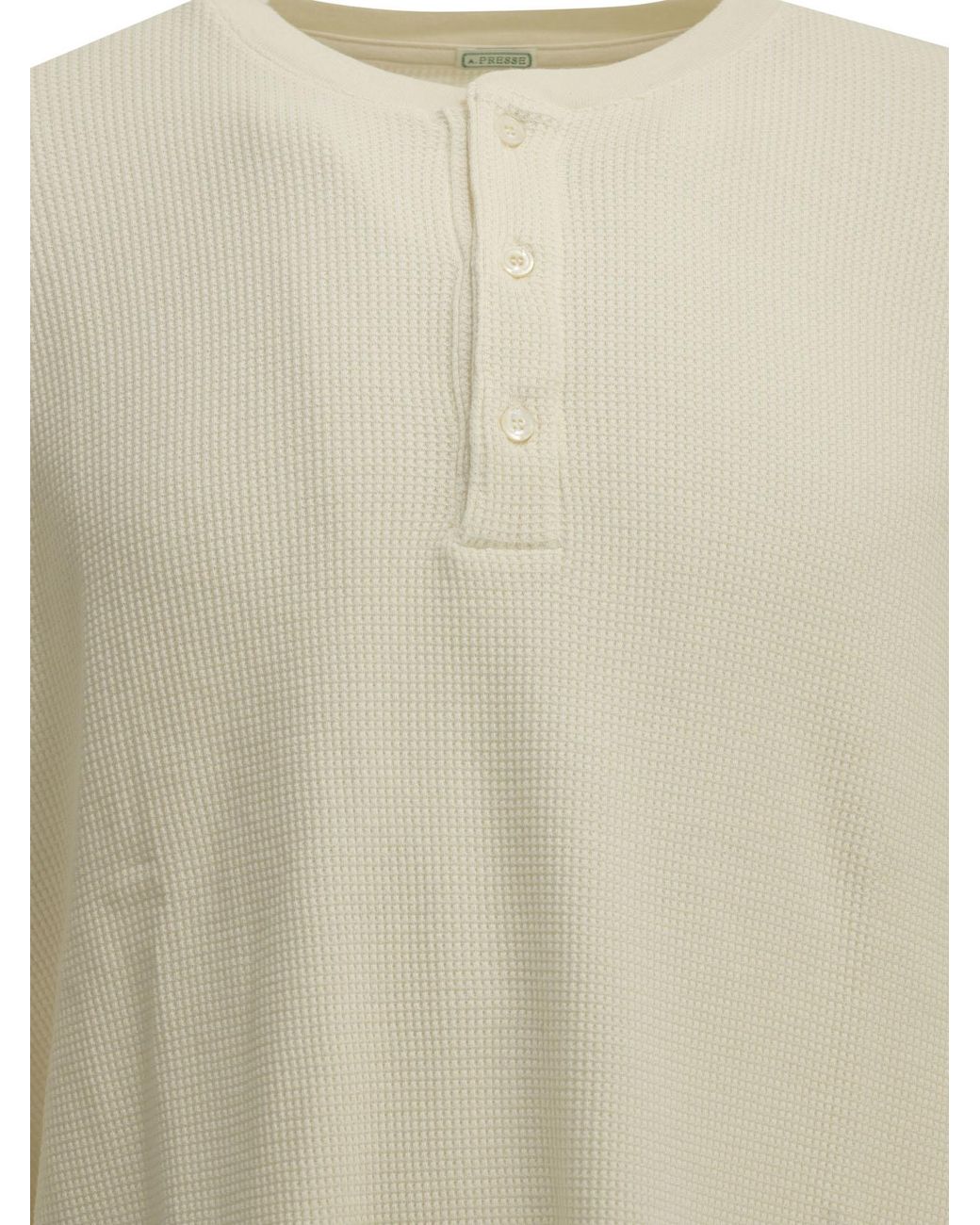 A.PRESSE Natural Cotton Cashmere Henley T-Shirt for men