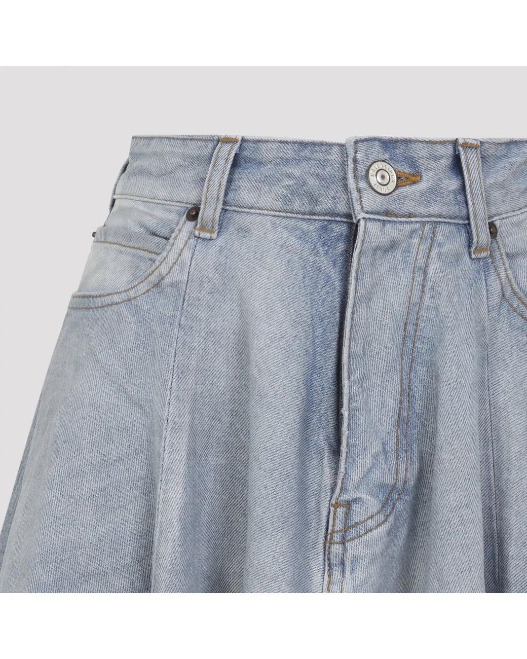Balenciaga Blue Light Maxi Godet Denim Skirt