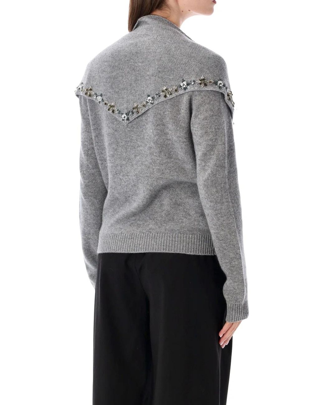 Prada Gray Crewneck Sweater With Stole