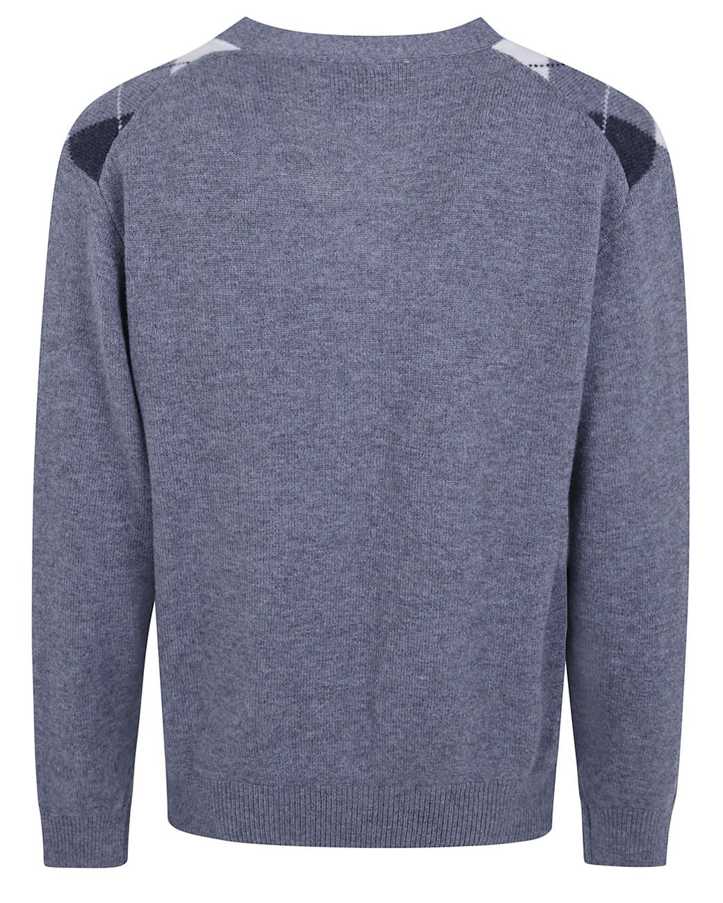 DUNST Blue V-Neck Argyle Cardigan for men