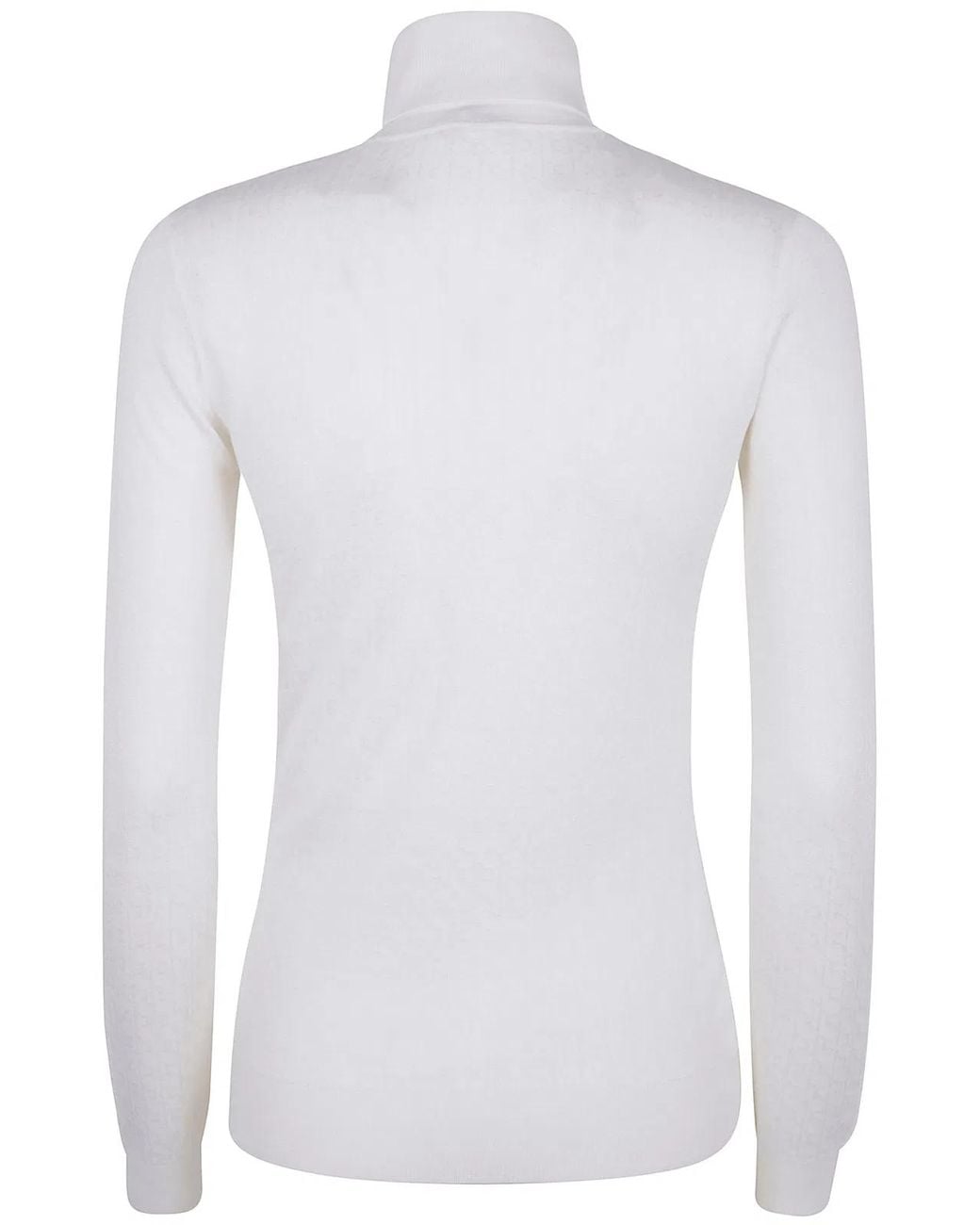 Elisabetta Franchi White Turtleneck Sweater With Logo
