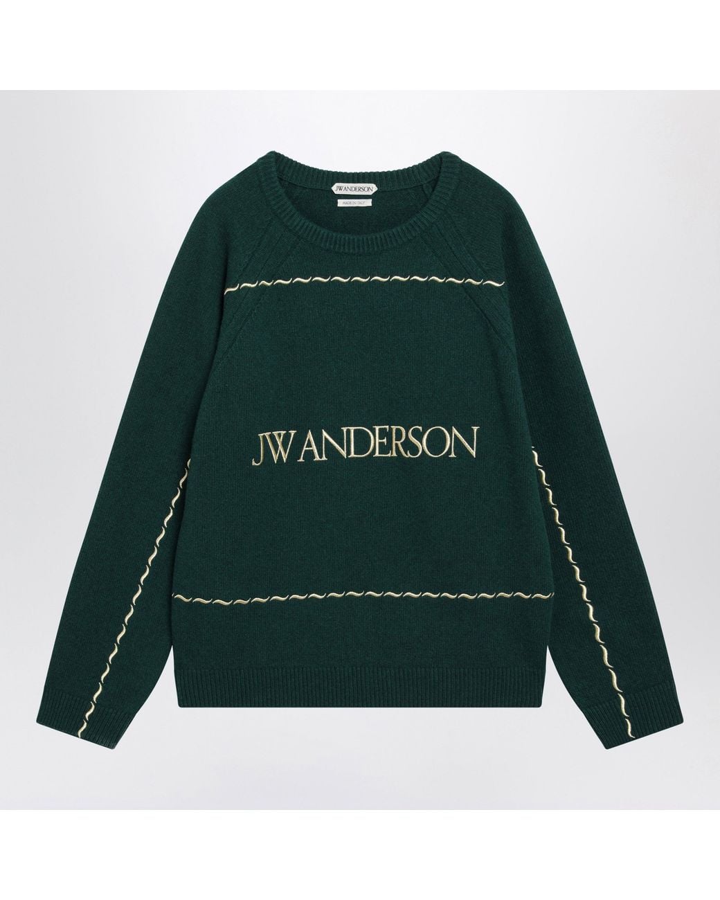 J.W. Anderson Green Jw Anderson Forest Wool Sweater With Logo Embroidery for men