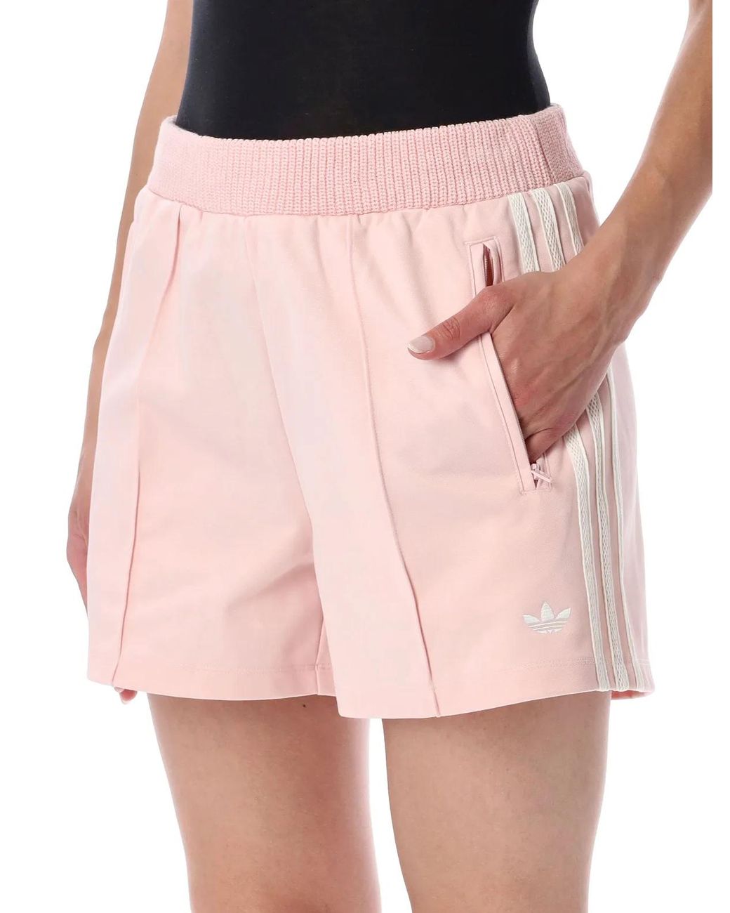 Adidas Originals Pink Firebird Shorts With Crochet Detail