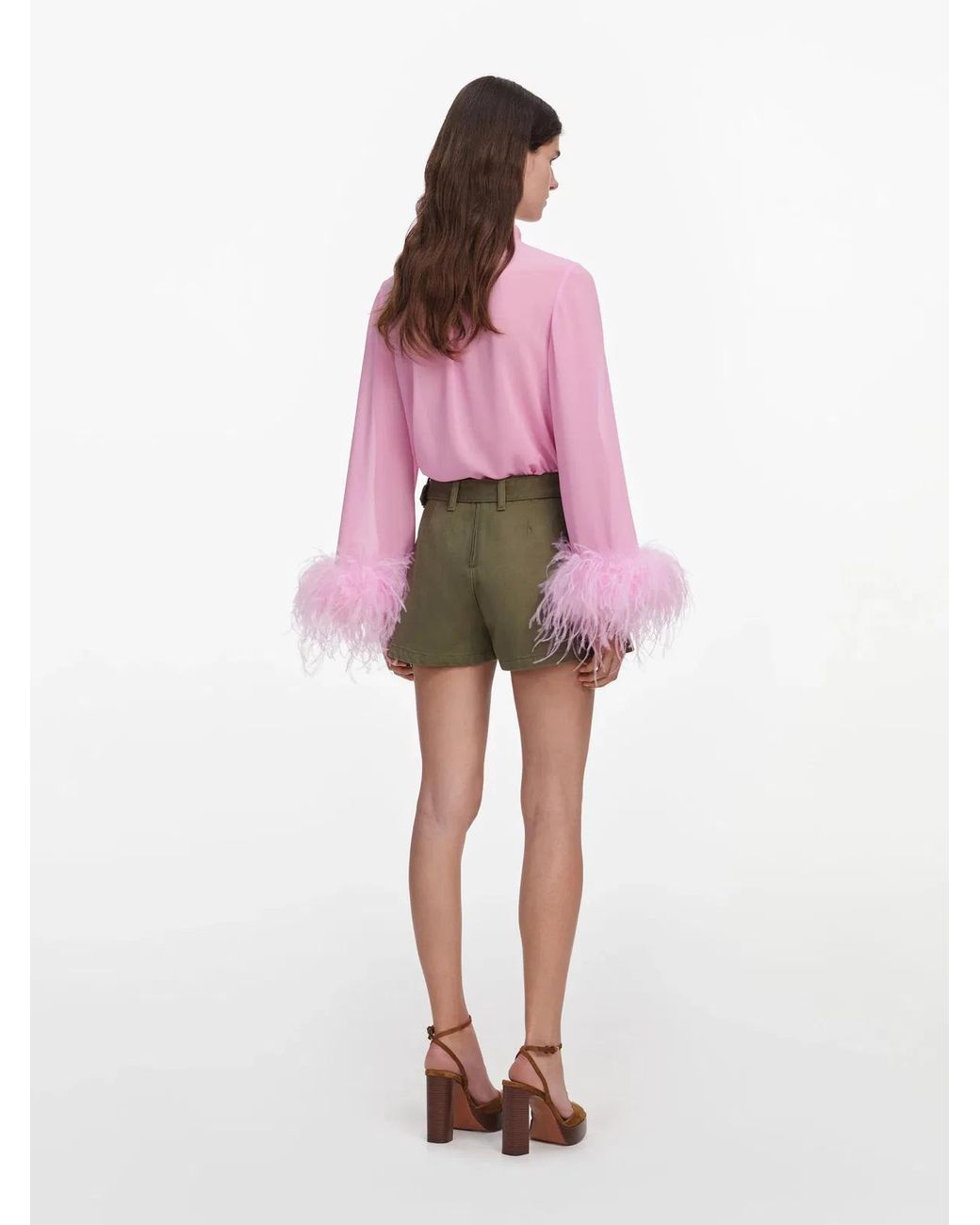 Self-Portrait Pink Denim Utility Skort