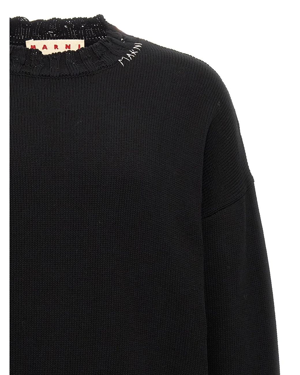 Marni Black Destroyed Effect Sweater for men