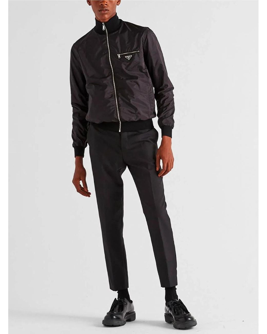 Prada Black Reversible Wool And Re-Nylon Jacket for men