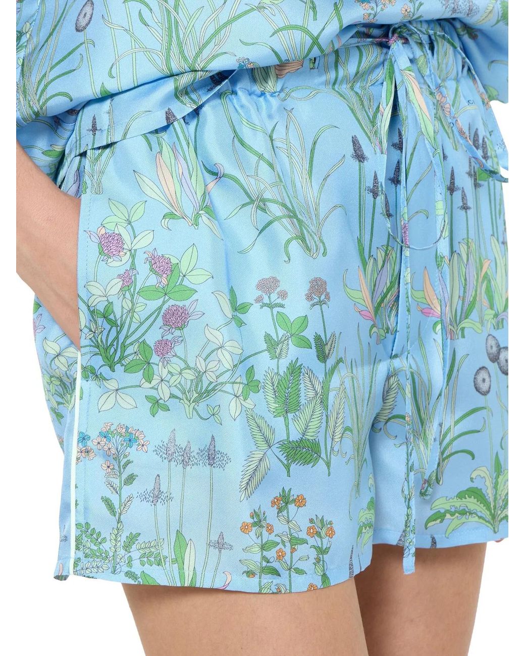 Gucci Blue Printed Silk Twill Shorts