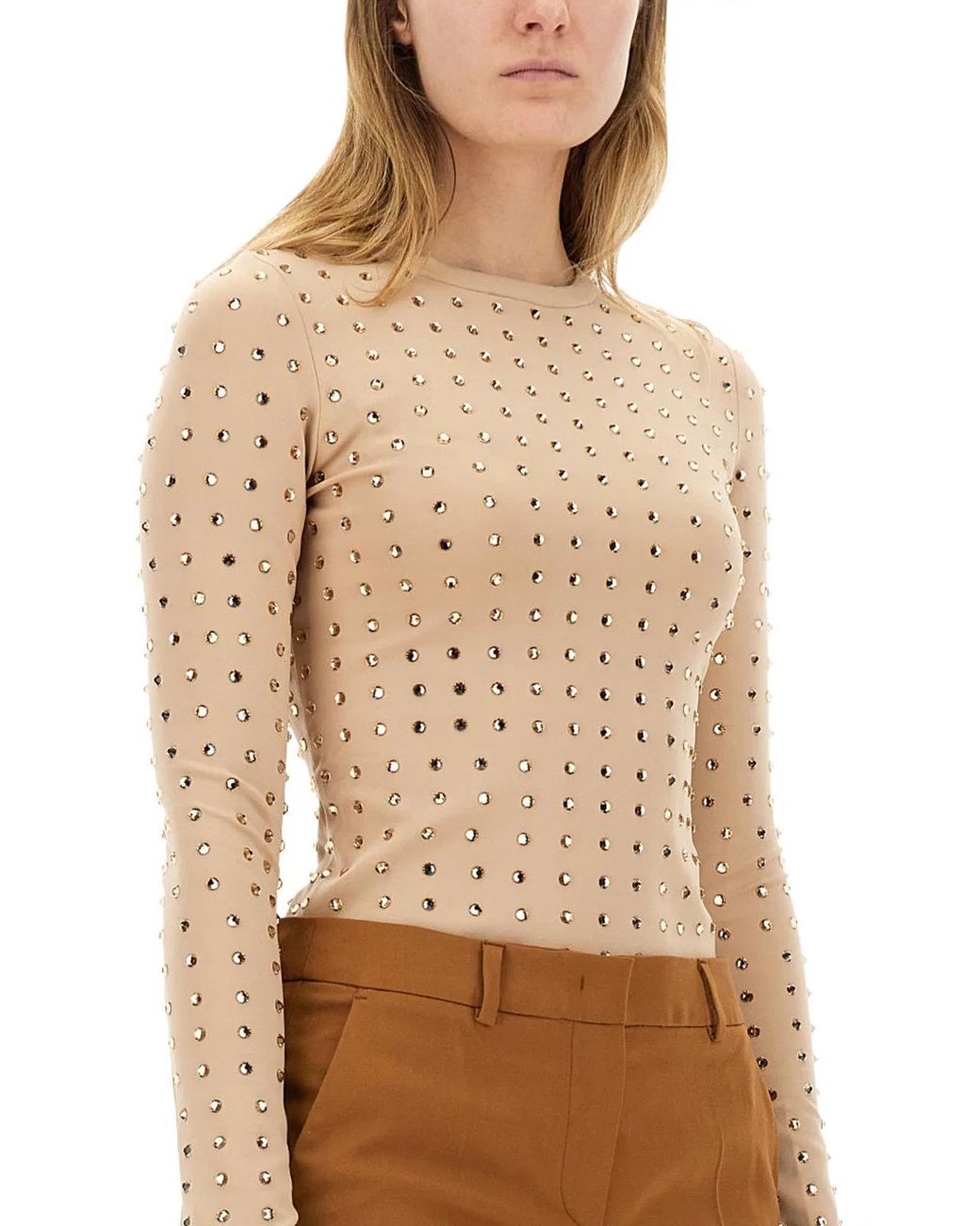 Max Mara Natural Negus Top With Crystals