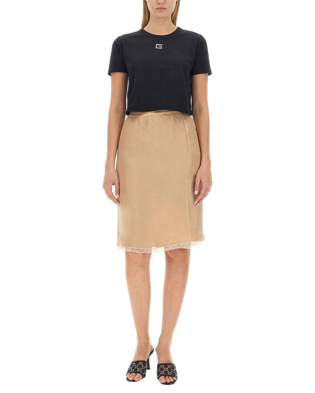 Gucci Natural Silk Chiffon Skirt