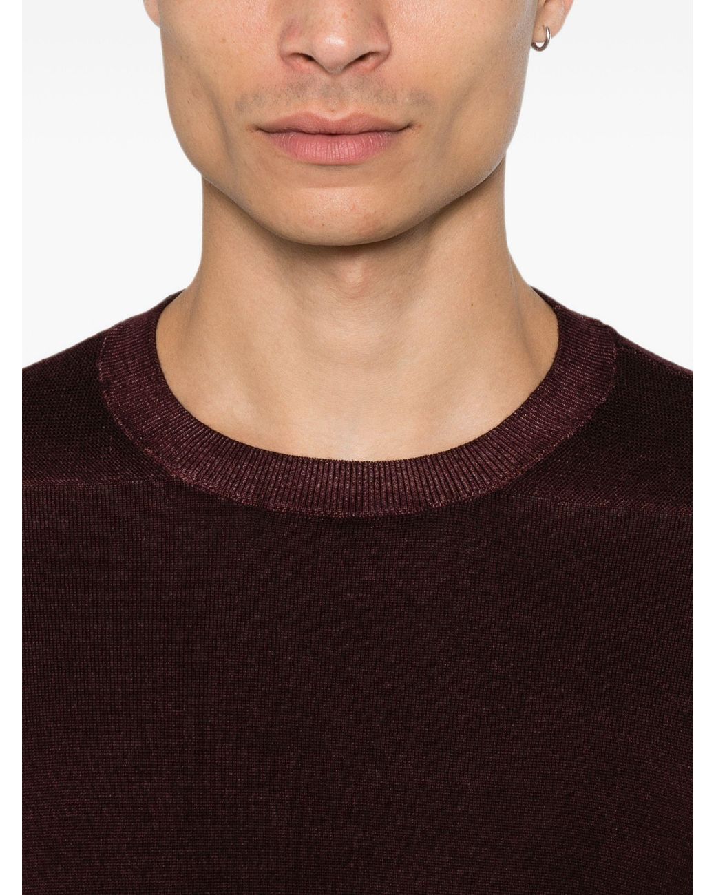 Emporio Armani Purple Virgin Wool Pullover for men