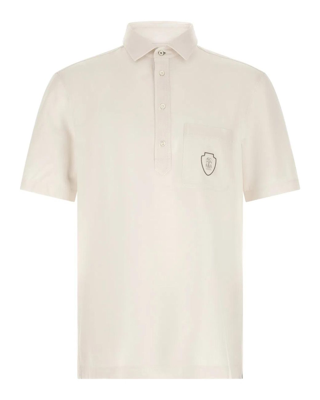 Brunello Cucinelli White Virgin Wool Polo Shirt for men