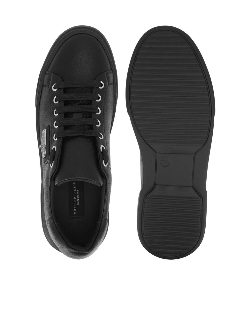 Philipp Plein Black Lo-Top Iconic Plein Logo Sneakers for men